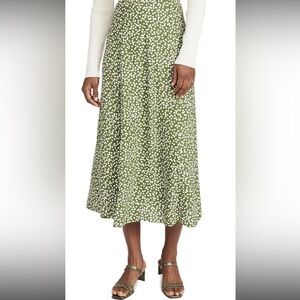 Reformation Green Polka Dot Midi Skirt